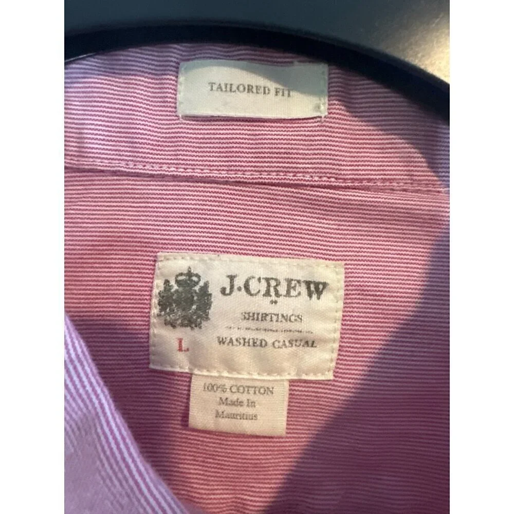 J.Crew Men's L Pink White Striped Tailored Fit Button-Down Shirt Y2K VTG Preppy